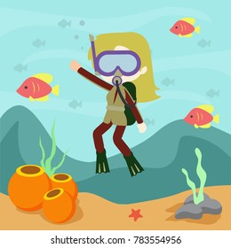 Under Water World Illustration Vector