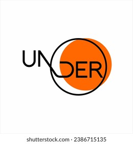 "Under" word logo design with illustration of sun and crescent moon in negative space.