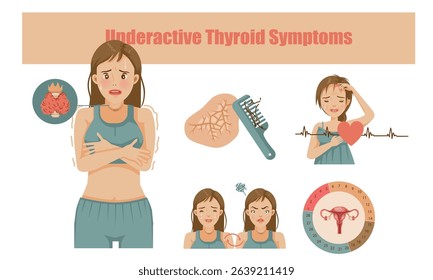 Underactive Thyroid Symptoms of Woman  Vector	