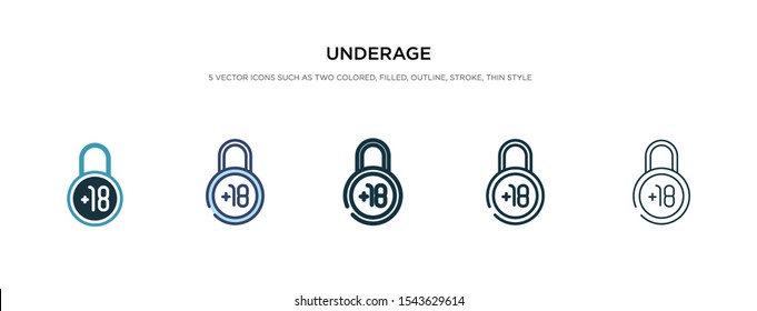 underage icon in different style vector illustration. two colored and black underage vector icons designed in filled, outline, line and stroke style can be used for web, mobile, ui