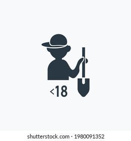 Underage work icon isolated on clean background. Underage work icon concept drawing icon in modern style. Vector illustration for your web mobile logo app UI design.