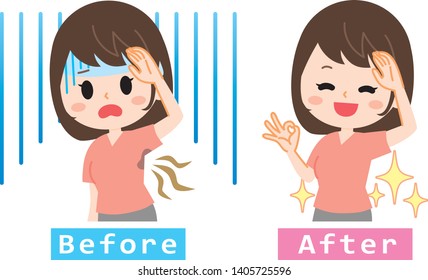 underarm odor young woman set
