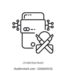 icono de la banca insuficiente. Diseño de icono de estilo de esquema aislado en fondo blanco
