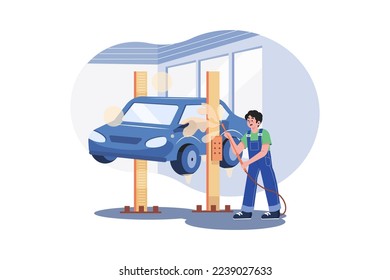 Underbody Car Wash Illustration concept. A flat illustration isolated on white background