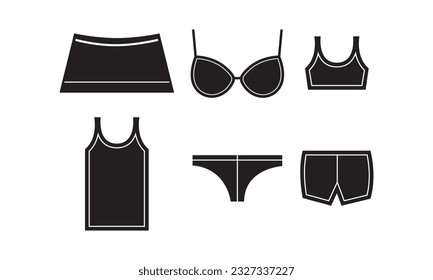 Underclothes icon set. Simple style set of 6 underclothes icons for web isolated on white background