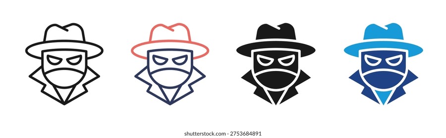 Undercover Agent icon set multiple style collection