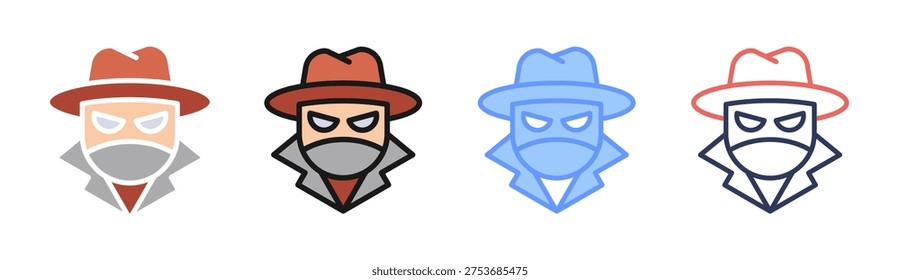 Undercover Agent icon set multiple style collection