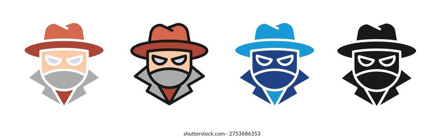 Undercover Agent icon set multiple style collection