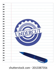 Undercut drawn with pen strokes. Blue ink. Vector Illustration. Detailed. 