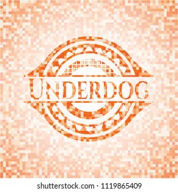 Underdog abstract orange mosaic emblem