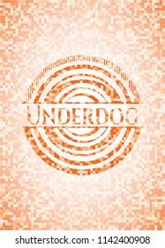 Underdog abstract orange mosaic emblem with background