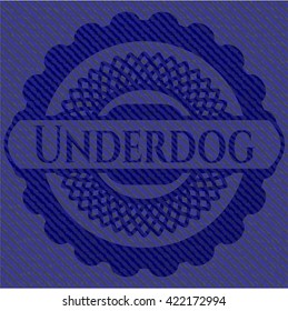 Underdog badge with denim background