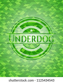  Underdog green emblem. Mosaic background