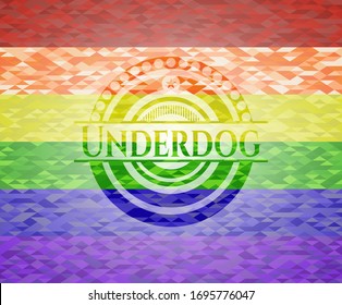Underdog lgbt colors emblem. Vector Illustration. Mosaic.
