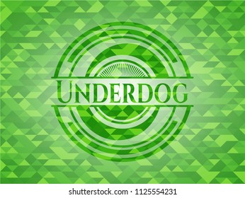 Underdog realistic green emblem. Mosaic background