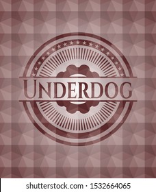 Underdog red badge with geometric background. Seamless.
