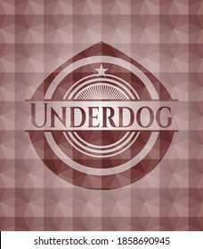 Underdog red emblem with geometric background. Seamless. 