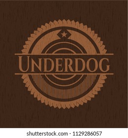Underdog retro wooden emblem