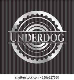 Underdog silver shiny emblem]. Vector Illustration. Mosaic.