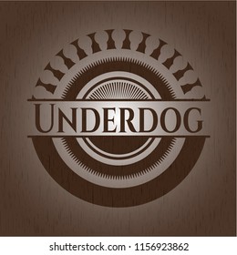 Underdog wooden emblem. Retro