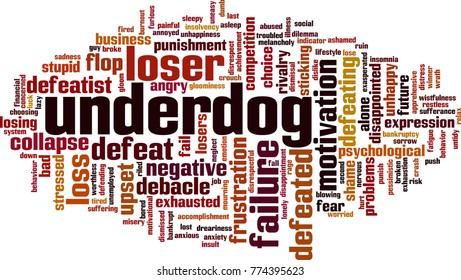 Underdog word cloud concept. Vector illustration