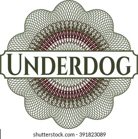 Underdog written inside rosette