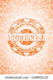 Underdone abstract orange mosaic emblem with background