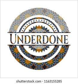 Underdone arabic style badge. Arabesque decoration.