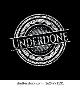 Underdone chalk emblem written on a blackboard. Vector Illustration. Detailed.