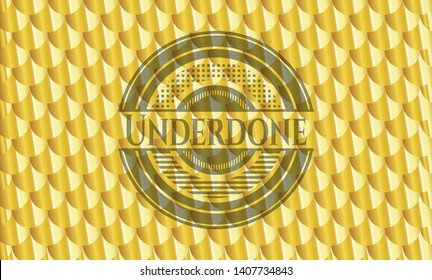 Underdone golden badge. Scales pattern. Vector Illustration. Detailed.