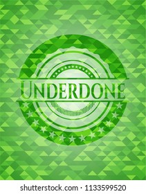 Underdone green emblem with mosaic background