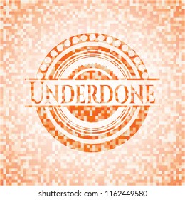 Underdone orange mosaic emblem with background