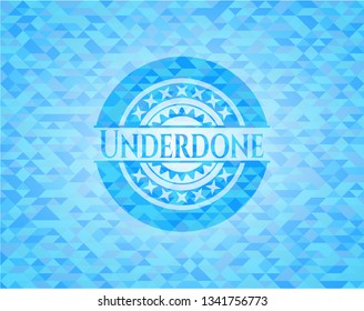 Underdone realistic sky blue emblem. Mosaic background