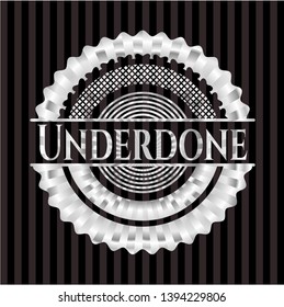 Underdone silver badge or emblem. Vector Illustration. Mosaic.