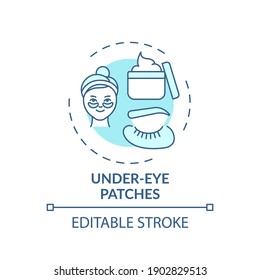 Under-eye patches concept icon. At-home face care procedure idea thin line illustration. Hydrating and firming skin underneath eyes. Vector isolated outline RGB color drawing. Editable stroke