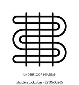 underfloor heating icon. Line Art Style Design Isolated On White Background