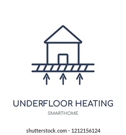 Underfloor heating icon. Underfloor heating linear symbol design from Smarthome collection. Simple outline element vector illustration on white background.
