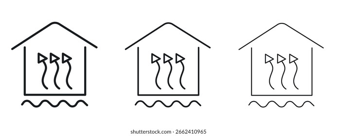 Fußbodenheizung Symbol einfaches Liniendesign - Einfache Vektorgrafik