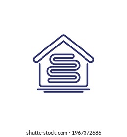 underfloor heating line icon with a house