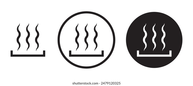 Icono de vapor térmico de calefacción por suelo radiante, Icono de calor Diseñado en un Vector de humo de fuego estilo línea.