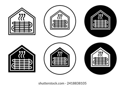 Underfloor heating vector icon set collection. Underfloor heating Outline flat Icon.