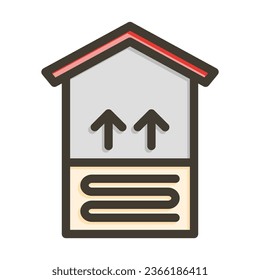 Underfloor Heating Vector Thick Line Filled Colors Icon For Personal And Commercial Use.
