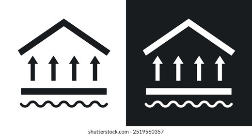 Icono de Vector de línea de calefacción por suelo radiante en estilo sólido y contorno.