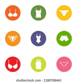 Undergarment Icons Set. Flat Set Of 9 Undergarment Vector Icons For Web Isolated On White Background