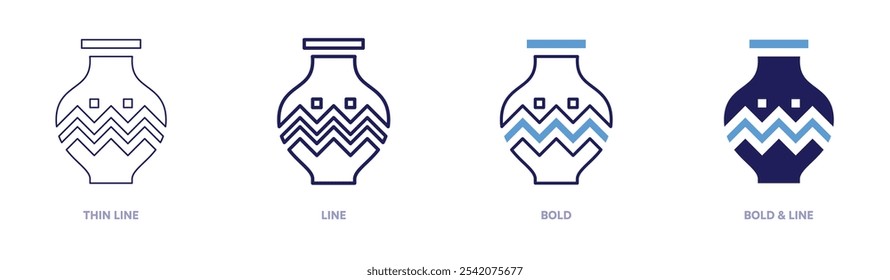 Underglaze pottery icon in 4 different styles. Thin Line, Line, Bold, and Bold Line. Duotone style. Editable stroke.