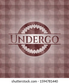 Undergo red seamless emblem with geometric pattern background.