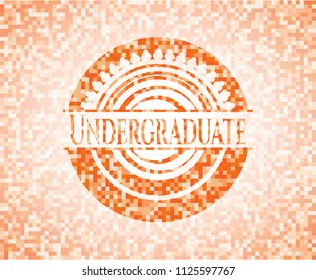 Undergraduate abstract orange mosaic emblem with background