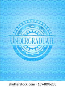 Undergraduate sky blue water style badge. Vector Illustration. Detailed.