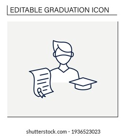 Undergraduate student line icon. Personal growth. Education process. Bachelor degree. Person studying. Professional development. Graduation concept.Isolated vector illustration.Editable stroke