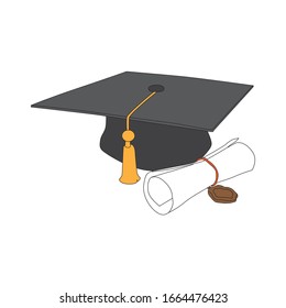 undergraduate toga and diploma, white background vector illustration
